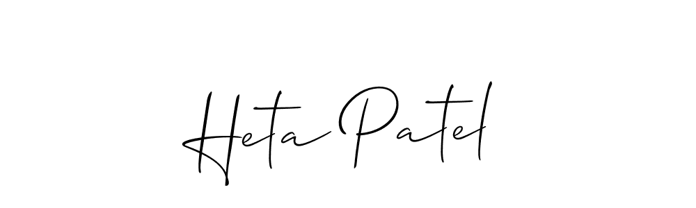 Create a beautiful signature design for name Heta Patel. With this signature (Allison_Script) fonts, you can make a handwritten signature for free. Heta Patel signature style 2 images and pictures png