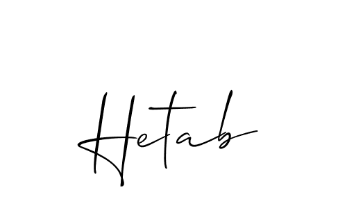 Hetab stylish signature style. Best Handwritten Sign (Allison_Script) for my name. Handwritten Signature Collection Ideas for my name Hetab. Hetab signature style 2 images and pictures png