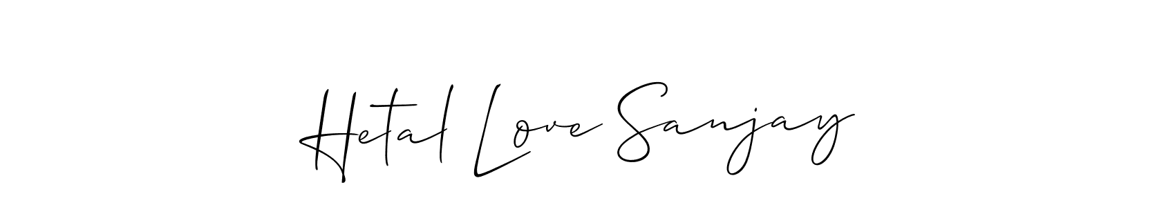 Also we have Hetal Love Sanjay name is the best signature style. Create professional handwritten signature collection using Allison_Script autograph style. Hetal Love Sanjay signature style 2 images and pictures png