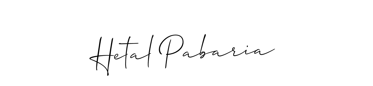 How to make Hetal Pabaria signature? Allison_Script is a professional autograph style. Create handwritten signature for Hetal Pabaria name. Hetal Pabaria signature style 2 images and pictures png