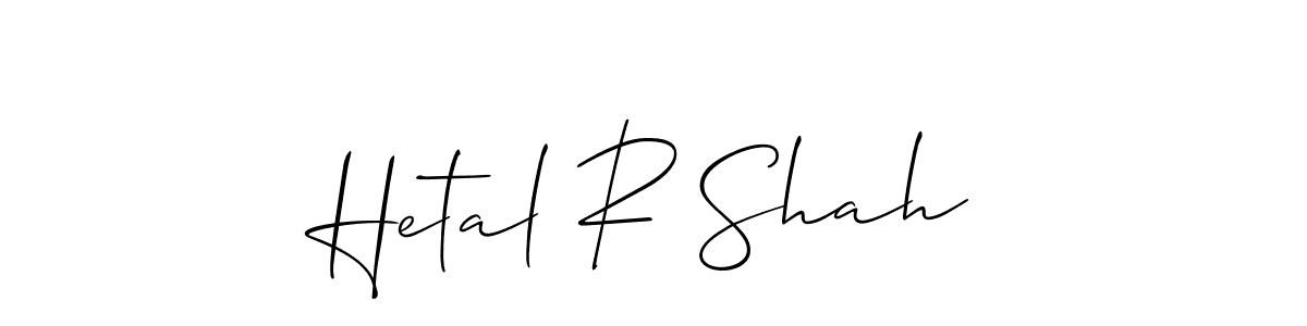 Use a signature maker to create a handwritten signature online. With this signature software, you can design (Allison_Script) your own signature for name Hetal R Shah. Hetal R Shah signature style 2 images and pictures png