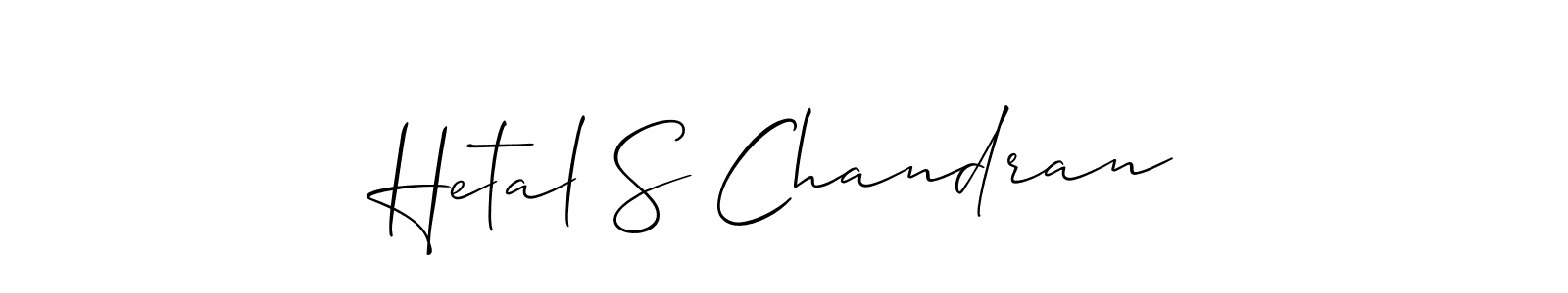 How to make Hetal S Chandran name signature. Use Allison_Script style for creating short signs online. This is the latest handwritten sign. Hetal S Chandran signature style 2 images and pictures png