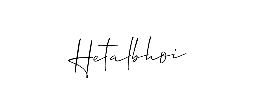 Allison_Script is a professional signature style that is perfect for those who want to add a touch of class to their signature. It is also a great choice for those who want to make their signature more unique. Get Hetalbhoi name to fancy signature for free. Hetalbhoi signature style 2 images and pictures png