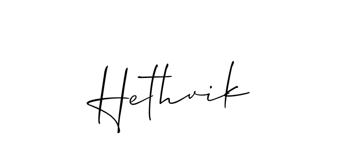 Design your own signature with our free online signature maker. With this signature software, you can create a handwritten (Allison_Script) signature for name Hethvik. Hethvik signature style 2 images and pictures png