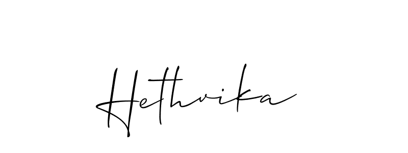 It looks lik you need a new signature style for name Hethvika. Design unique handwritten (Allison_Script) signature with our free signature maker in just a few clicks. Hethvika signature style 2 images and pictures png