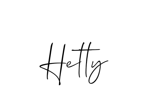 Use a signature maker to create a handwritten signature online. With this signature software, you can design (Allison_Script) your own signature for name Hetty. Hetty signature style 2 images and pictures png