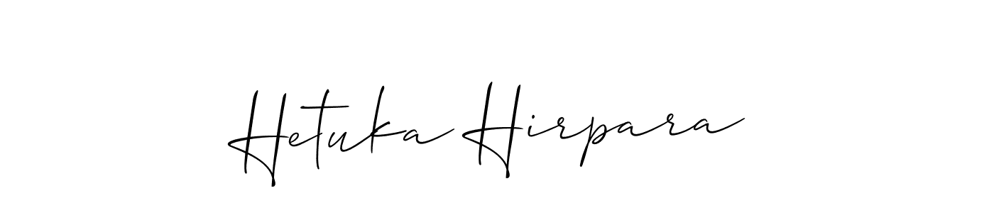 Design your own signature with our free online signature maker. With this signature software, you can create a handwritten (Allison_Script) signature for name Hetuka Hirpara. Hetuka Hirpara signature style 2 images and pictures png