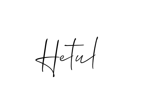 Use a signature maker to create a handwritten signature online. With this signature software, you can design (Allison_Script) your own signature for name Hetul. Hetul signature style 2 images and pictures png