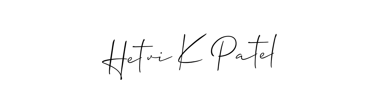You should practise on your own different ways (Allison_Script) to write your name (Hetvi K Patel) in signature. don't let someone else do it for you. Hetvi K Patel signature style 2 images and pictures png