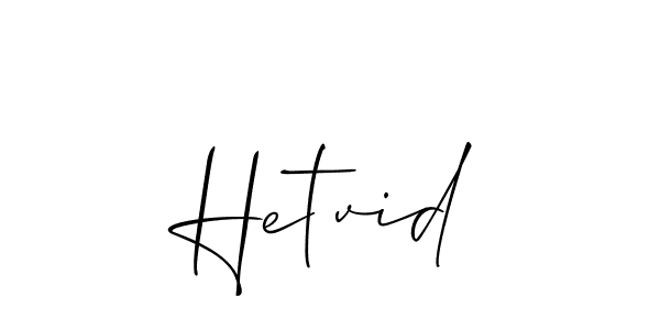 How to make Hetvid signature? Allison_Script is a professional autograph style. Create handwritten signature for Hetvid name. Hetvid signature style 2 images and pictures png