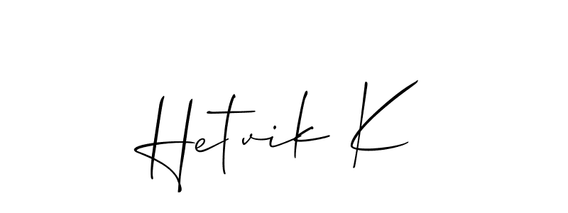 You should practise on your own different ways (Allison_Script) to write your name (Hetvik K) in signature. don't let someone else do it for you. Hetvik K signature style 2 images and pictures png