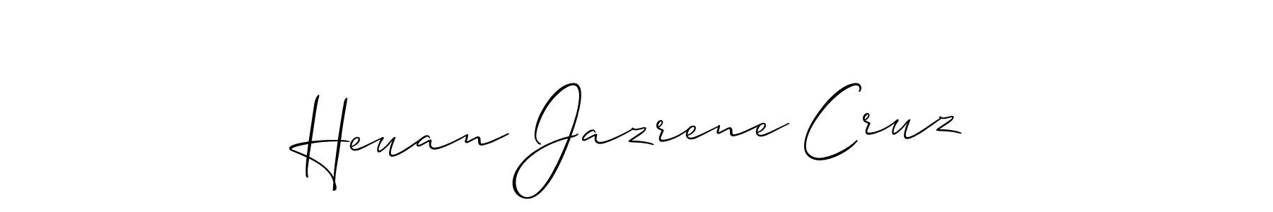 Make a beautiful signature design for name Heuan Jazrene Cruz. With this signature (Allison_Script) style, you can create a handwritten signature for free. Heuan Jazrene Cruz signature style 2 images and pictures png