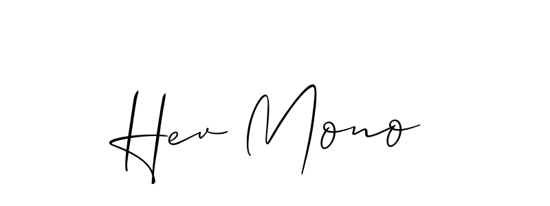 Also You can easily find your signature by using the search form. We will create Hev Mono name handwritten signature images for you free of cost using Allison_Script sign style. Hev Mono signature style 2 images and pictures png