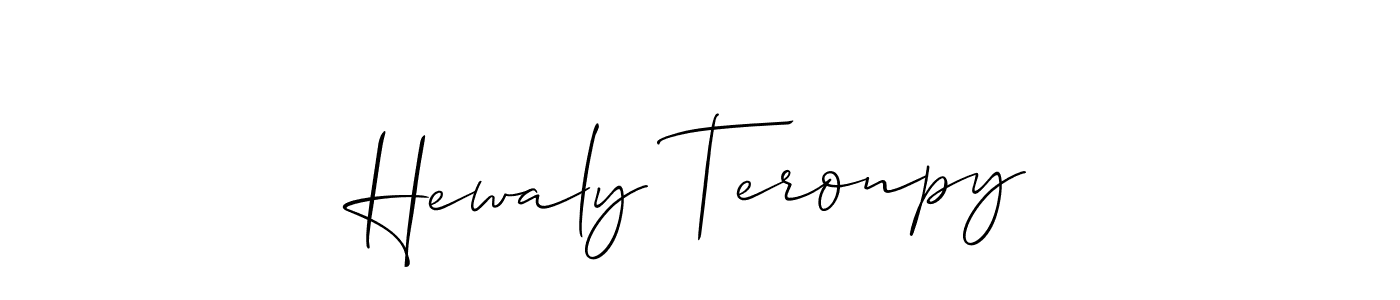 Use a signature maker to create a handwritten signature online. With this signature software, you can design (Allison_Script) your own signature for name Hewaly Teronpy. Hewaly Teronpy signature style 2 images and pictures png