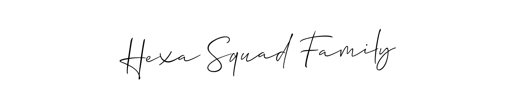 Also we have Hexa Squad Family name is the best signature style. Create professional handwritten signature collection using Allison_Script autograph style. Hexa Squad Family signature style 2 images and pictures png