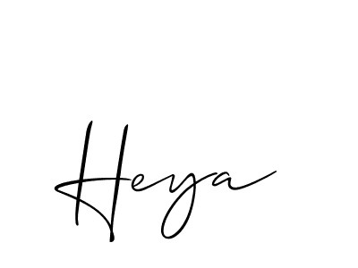 Design your own signature with our free online signature maker. With this signature software, you can create a handwritten (Allison_Script) signature for name Heya. Heya signature style 2 images and pictures png