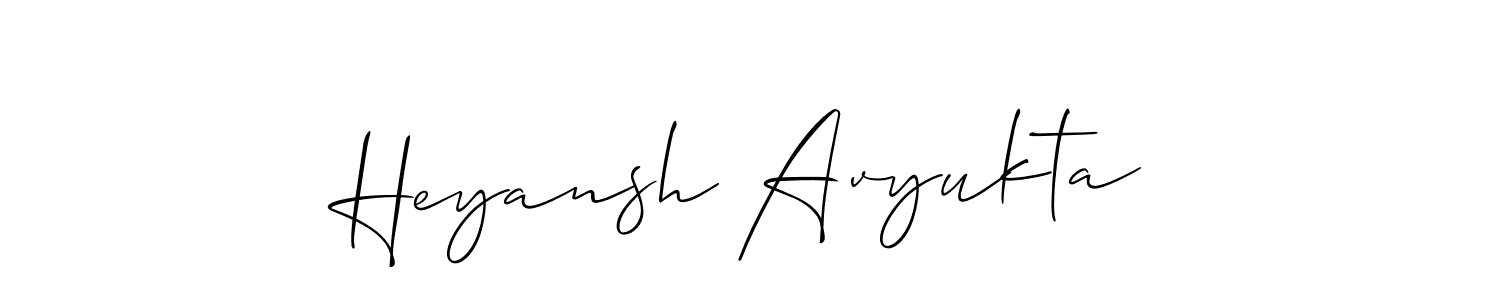 Create a beautiful signature design for name Heyansh Avyukta. With this signature (Allison_Script) fonts, you can make a handwritten signature for free. Heyansh Avyukta signature style 2 images and pictures png