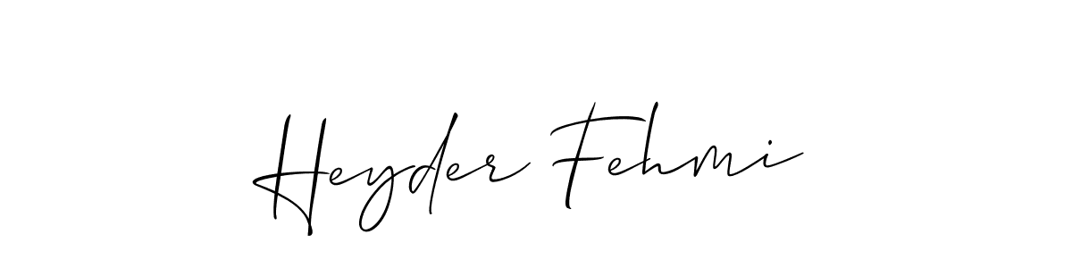 How to make Heyder Fehmi name signature. Use Allison_Script style for creating short signs online. This is the latest handwritten sign. Heyder Fehmi signature style 2 images and pictures png