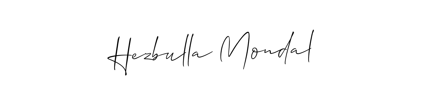 How to make Hezbulla Mondal name signature. Use Allison_Script style for creating short signs online. This is the latest handwritten sign. Hezbulla Mondal signature style 2 images and pictures png