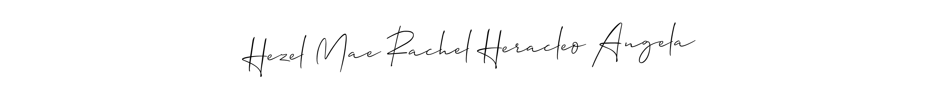 You should practise on your own different ways (Allison_Script) to write your name (Hezel Mae Rachel Heracleo Angela) in signature. don't let someone else do it for you. Hezel Mae Rachel Heracleo Angela signature style 2 images and pictures png