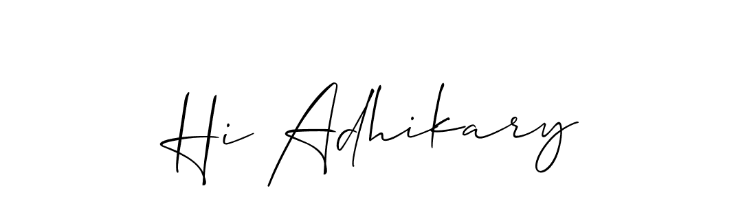 Allison_Script is a professional signature style that is perfect for those who want to add a touch of class to their signature. It is also a great choice for those who want to make their signature more unique. Get Hi Adhikary name to fancy signature for free. Hi Adhikary signature style 2 images and pictures png