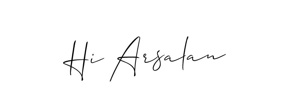 Create a beautiful signature design for name Hi Arsalan. With this signature (Allison_Script) fonts, you can make a handwritten signature for free. Hi Arsalan signature style 2 images and pictures png