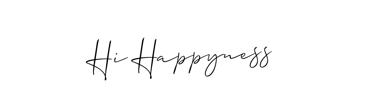 Create a beautiful signature design for name Hi Happyness. With this signature (Allison_Script) fonts, you can make a handwritten signature for free. Hi Happyness signature style 2 images and pictures png