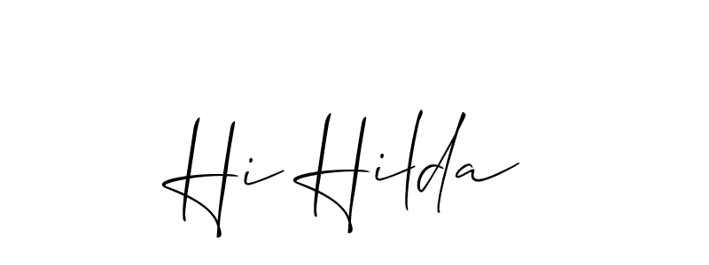 How to make Hi Hilda name signature. Use Allison_Script style for creating short signs online. This is the latest handwritten sign. Hi Hilda signature style 2 images and pictures png