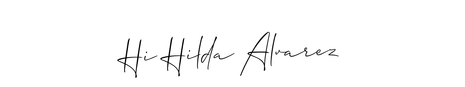 Allison_Script is a professional signature style that is perfect for those who want to add a touch of class to their signature. It is also a great choice for those who want to make their signature more unique. Get Hi Hilda Alvarez name to fancy signature for free. Hi Hilda Alvarez signature style 2 images and pictures png