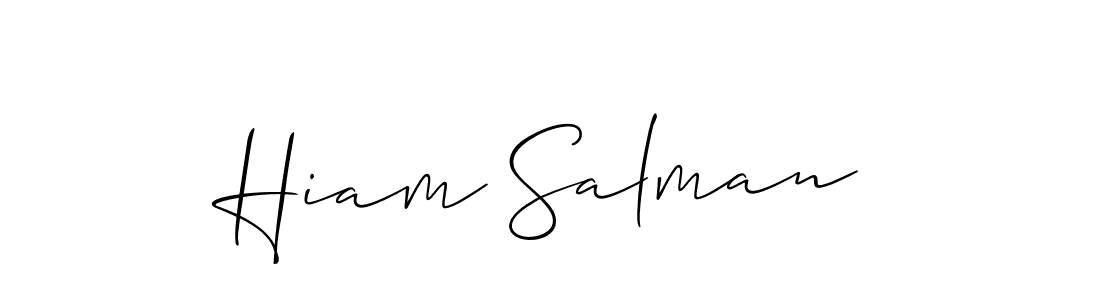 Make a beautiful signature design for name Hiam Salman. With this signature (Allison_Script) style, you can create a handwritten signature for free. Hiam Salman signature style 2 images and pictures png