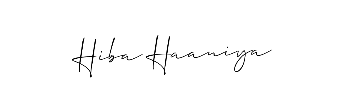 The best way (Allison_Script) to make a short signature is to pick only two or three words in your name. The name Hiba Haaniya include a total of six letters. For converting this name. Hiba Haaniya signature style 2 images and pictures png