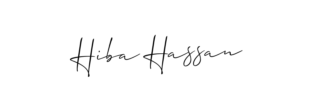 The best way (Allison_Script) to make a short signature is to pick only two or three words in your name. The name Hiba Hassan include a total of six letters. For converting this name. Hiba Hassan signature style 2 images and pictures png