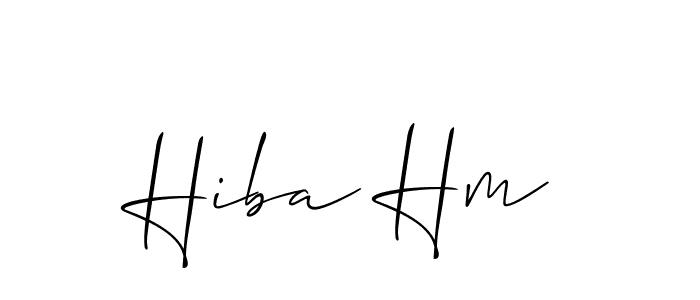 Design your own signature with our free online signature maker. With this signature software, you can create a handwritten (Allison_Script) signature for name Hiba Hm. Hiba Hm signature style 2 images and pictures png