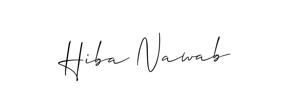 The best way (Allison_Script) to make a short signature is to pick only two or three words in your name. The name Hiba Nawab include a total of six letters. For converting this name. Hiba Nawab signature style 2 images and pictures png