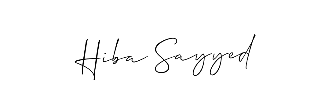 How to make Hiba Sayyed name signature. Use Allison_Script style for creating short signs online. This is the latest handwritten sign. Hiba Sayyed signature style 2 images and pictures png