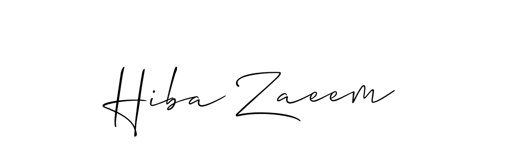 It looks lik you need a new signature style for name Hiba Zaeem. Design unique handwritten (Allison_Script) signature with our free signature maker in just a few clicks. Hiba Zaeem signature style 2 images and pictures png