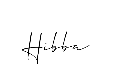 How to make Hibba signature? Allison_Script is a professional autograph style. Create handwritten signature for Hibba name. Hibba signature style 2 images and pictures png