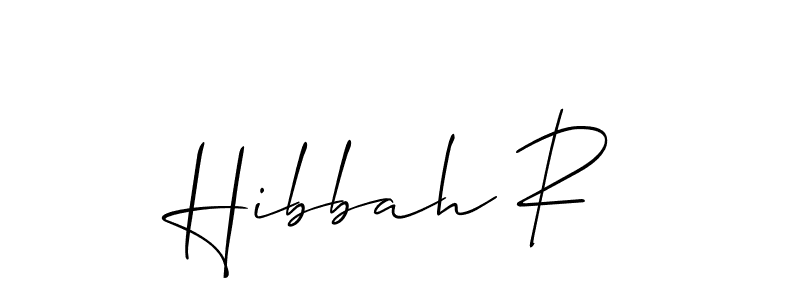 It looks lik you need a new signature style for name Hibbah R. Design unique handwritten (Allison_Script) signature with our free signature maker in just a few clicks. Hibbah R signature style 2 images and pictures png