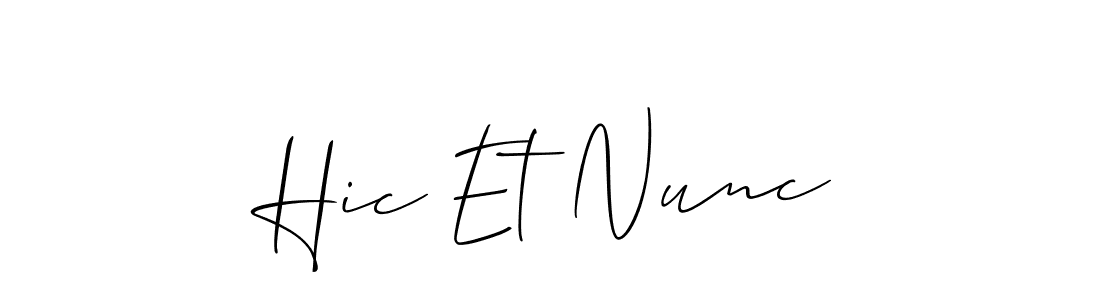 The best way (Allison_Script) to make a short signature is to pick only two or three words in your name. The name Hic Et Nunc include a total of six letters. For converting this name. Hic Et Nunc signature style 2 images and pictures png