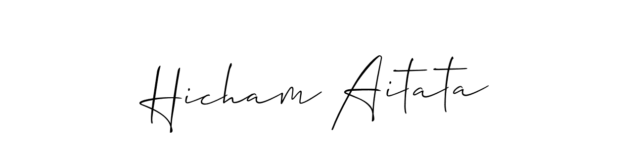 Also You can easily find your signature by using the search form. We will create Hicham Aitata name handwritten signature images for you free of cost using Allison_Script sign style. Hicham Aitata signature style 2 images and pictures png