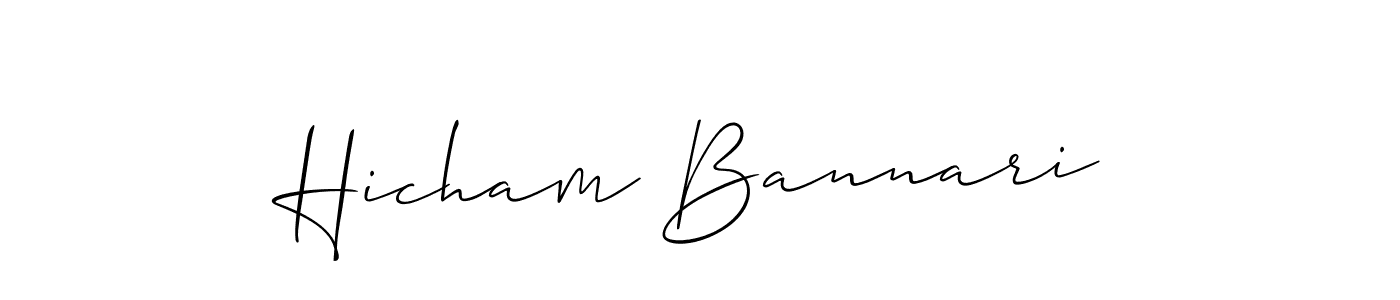 The best way (Allison_Script) to make a short signature is to pick only two or three words in your name. The name Hicham Bannari include a total of six letters. For converting this name. Hicham Bannari signature style 2 images and pictures png