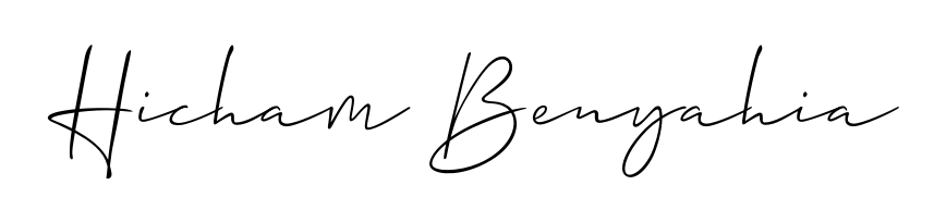 A modern signature idea for name Hicham Benyahia using Allison_Script font. Clean strokes and elegant curves make it stand out instantly. Hicham Benyahia signature style 2 images and pictures png