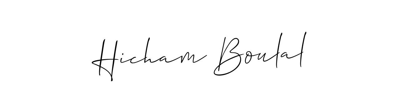 if you are searching for the best signature style for your name Hicham Boulal. so please give up your signature search. here we have designed multiple signature styles  using Allison_Script. Hicham Boulal signature style 2 images and pictures png