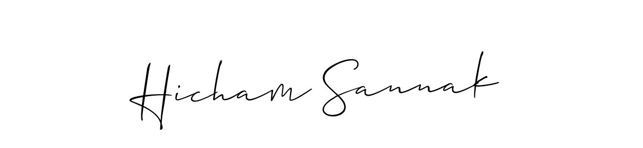 Make a short Hicham Sannak signature style. Manage your documents anywhere anytime using Allison_Script. Create and add eSignatures, submit forms, share and send files easily. Hicham Sannak signature style 2 images and pictures png