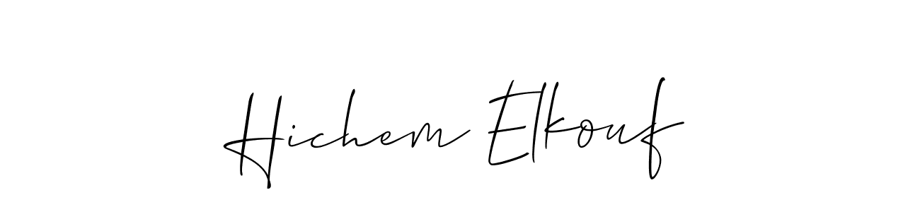The best way (Allison_Script) to make a short signature is to pick only two or three words in your name. The name Hichem Elkouf include a total of six letters. For converting this name. Hichem Elkouf signature style 2 images and pictures png