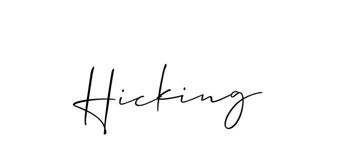 It looks lik you need a new signature style for name Hicking. Design unique handwritten (Allison_Script) signature with our free signature maker in just a few clicks. Hicking signature style 2 images and pictures png