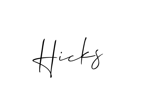 Design your own signature with our free online signature maker. With this signature software, you can create a handwritten (Allison_Script) signature for name Hicks. Hicks signature style 2 images and pictures png