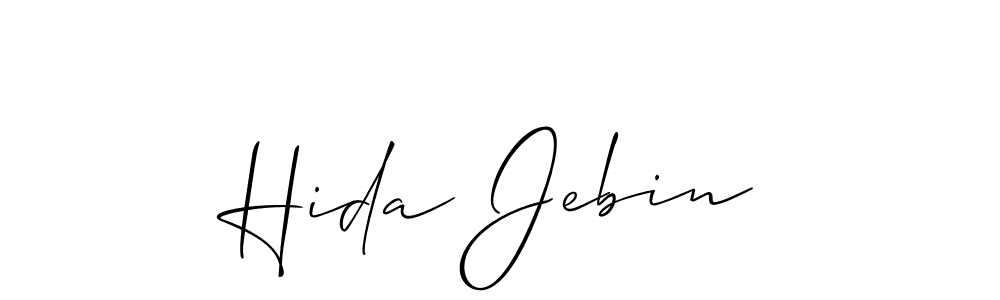 if you are searching for the best signature style for your name Hida Jebin. so please give up your signature search. here we have designed multiple signature styles  using Allison_Script. Hida Jebin signature style 2 images and pictures png