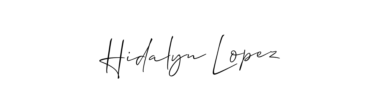 How to make Hidalyn Lopez signature? Allison_Script is a professional autograph style. Create handwritten signature for Hidalyn Lopez name. Hidalyn Lopez signature style 2 images and pictures png