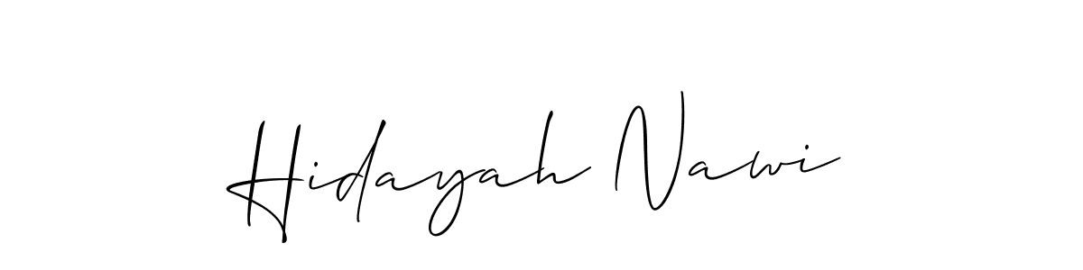 Use a signature maker to create a handwritten signature online. With this signature software, you can design (Allison_Script) your own signature for name Hidayah Nawi. Hidayah Nawi signature style 2 images and pictures png